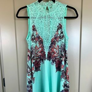 New With Tag Free People 'Intimately' turquoise dress with floral pattern